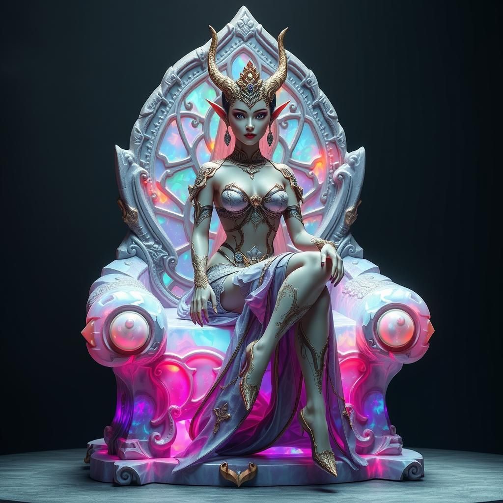 Elven Princess on Gaudi-Inspired Opal Throne