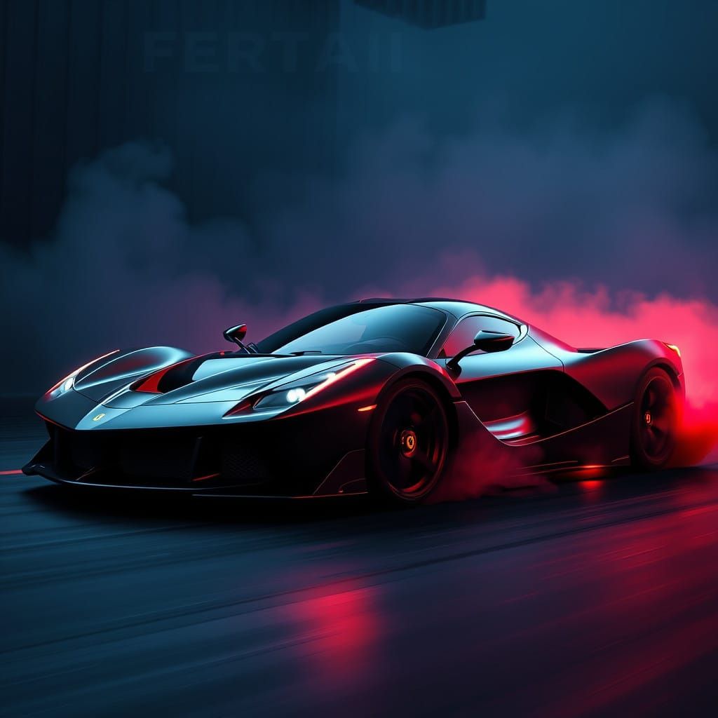 Sleek Ferrari LaFerrari Speeds Through Vibrant Crimson Smoke