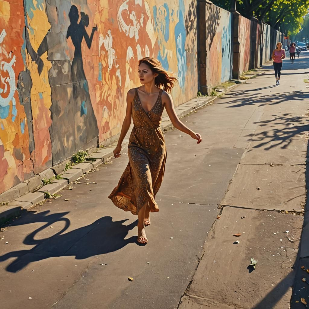 Foxy Woman's Shadow: An Expressionist Oil Painting