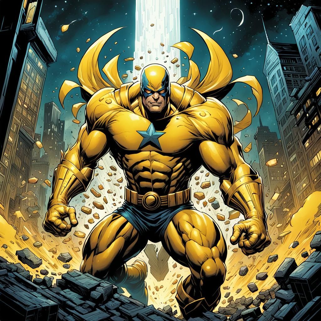 Powerful Yellow Comic Book Art Image