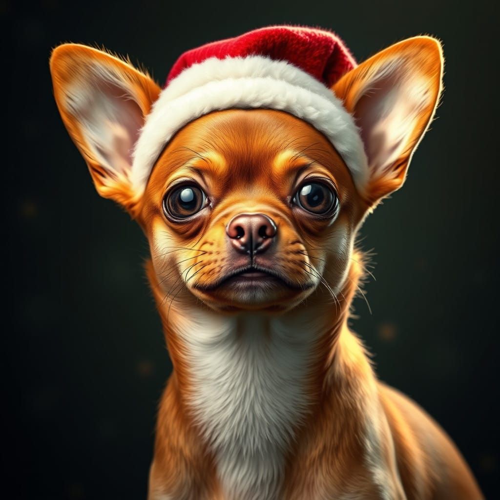 Caramel Chihuahua as Santa Klaus in Art Nouveau Style