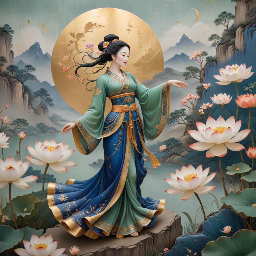 An ancient Chinese woman dances