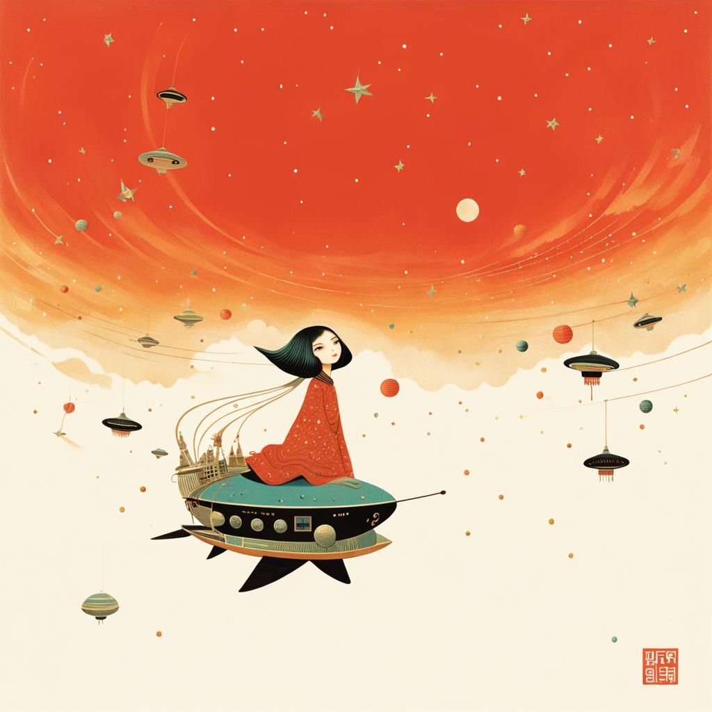 Girl in Space: Surreal Digital Art