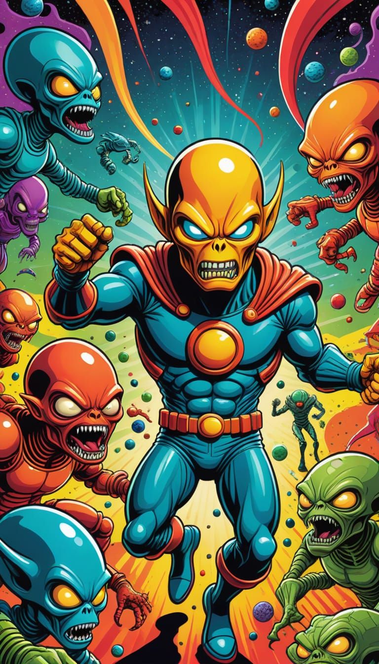 Comedic Space Hero in Mad Magazine Style