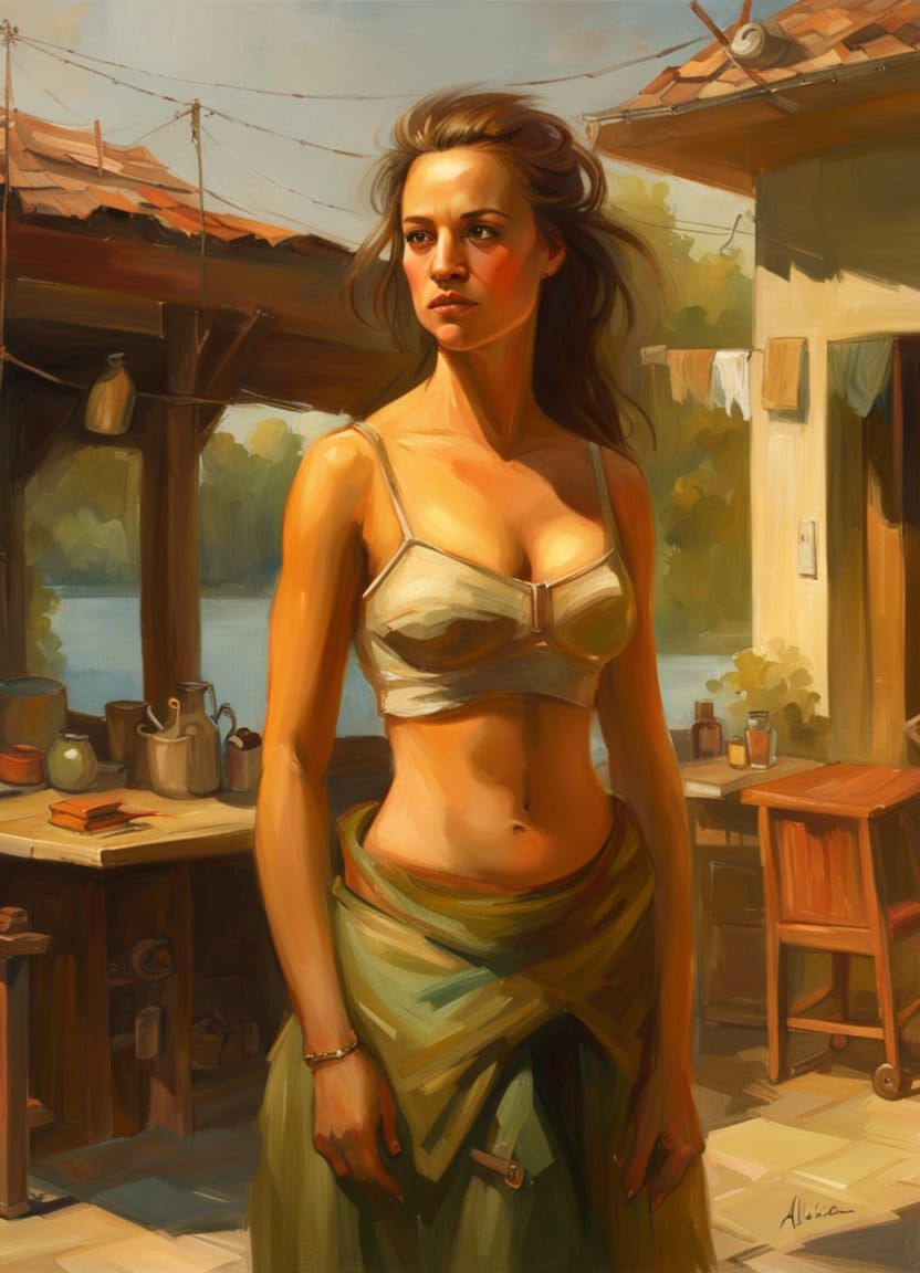 Confident Woman on Lake House Patio Portrait