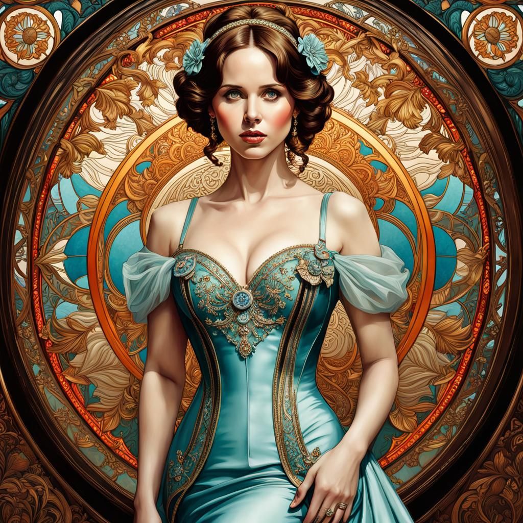 Felicity Jones Portrait in Art Nouveau Style