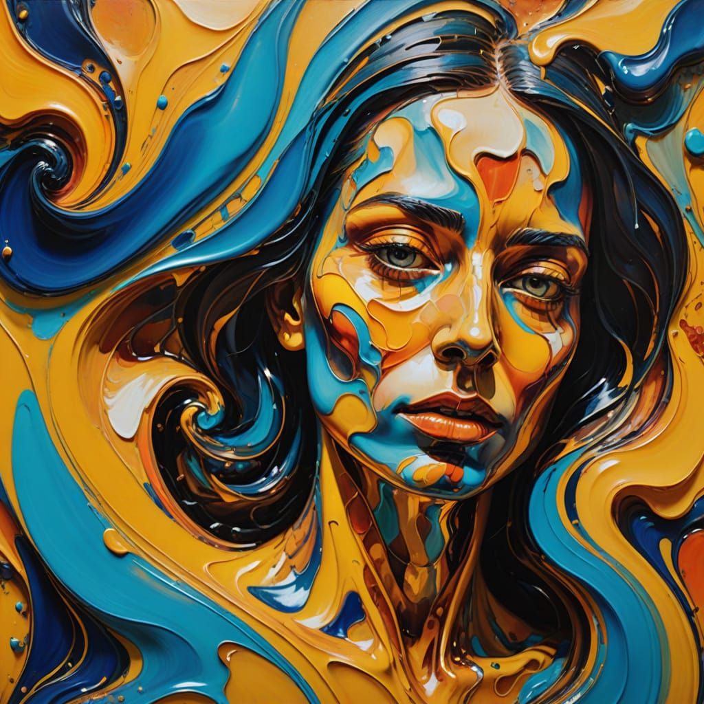 Surreal Distorting Figure in Vibrant Oil Painting