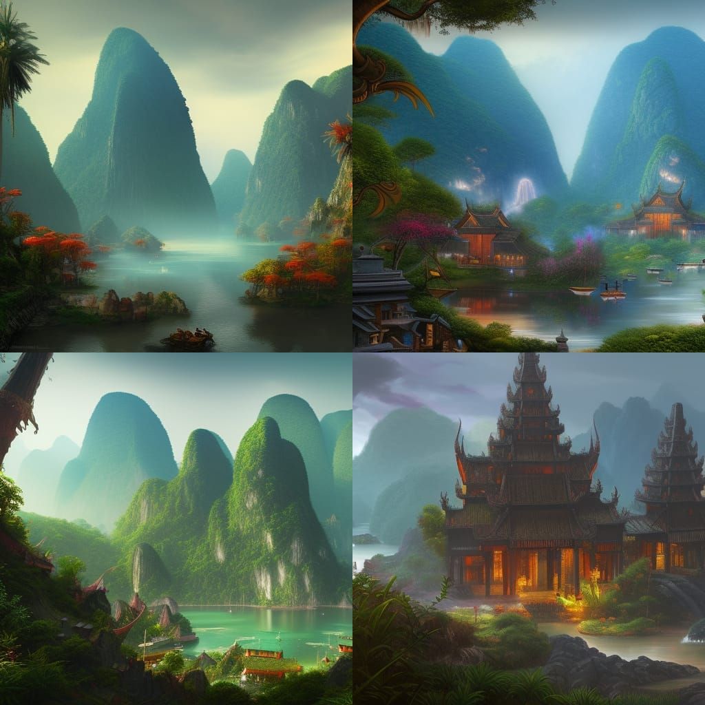 Fantastical Vietnam in Detailed Matte Painting