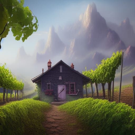 Podcast Studio in Vineyard: Detailed Fantasy Art