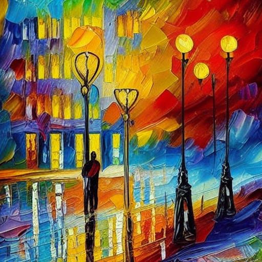 Colorful Coffee Still Life in Impasto Style