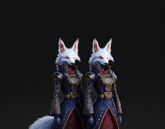 Alien Kitsune Women in Remote Village: Fantasy Art