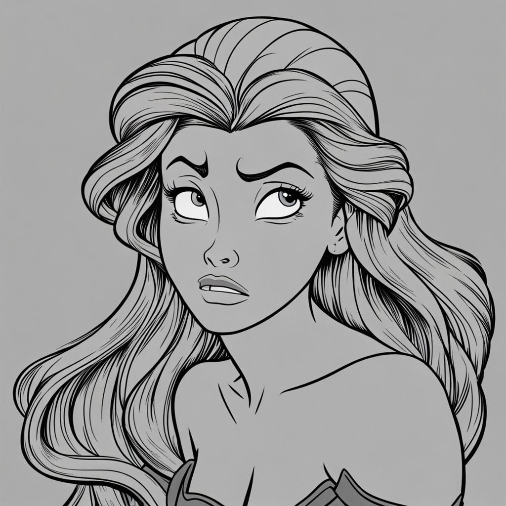 Disney Princess Ariel with an Upset Expression