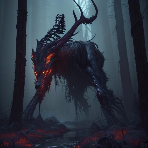 Detailed Matte Painting of a Wendigo