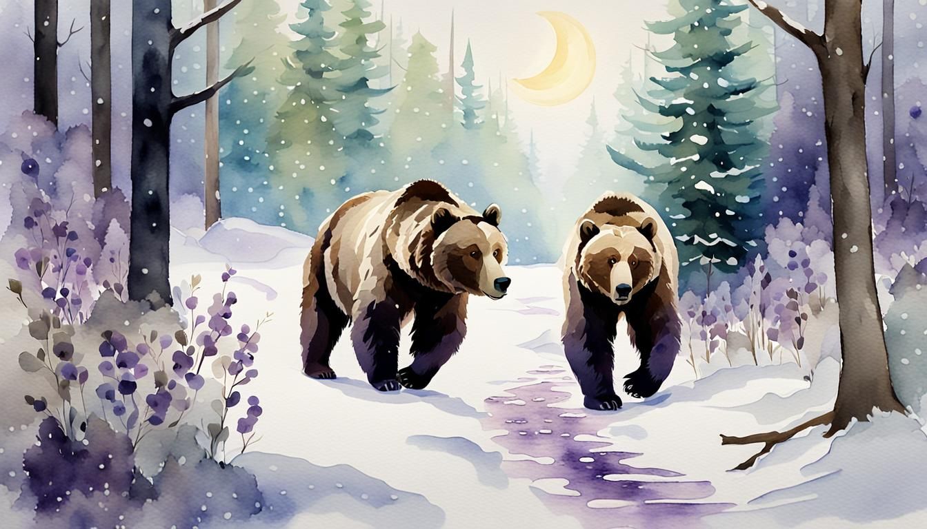 Winters night in a forest