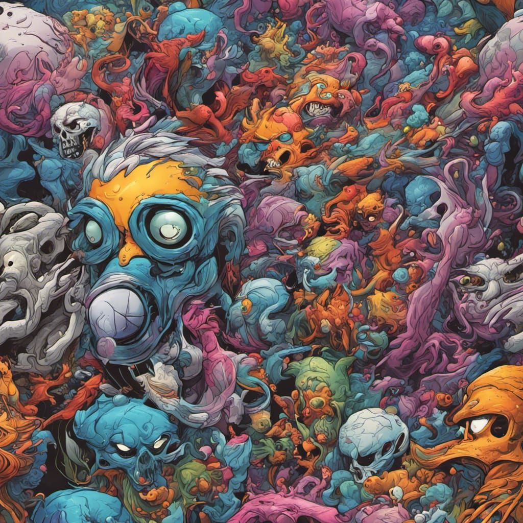 Zombiecore Graffiti Art in High Contrast Color