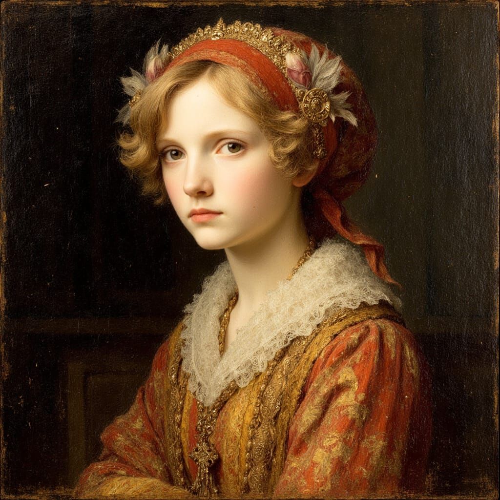 Portrait of a Lady in Oil, Van Eyck Style