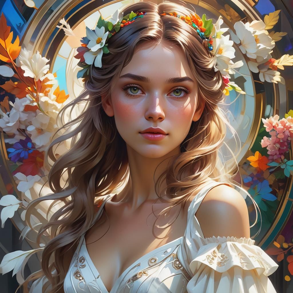 Radiant Portrait of a Woman in White Dress