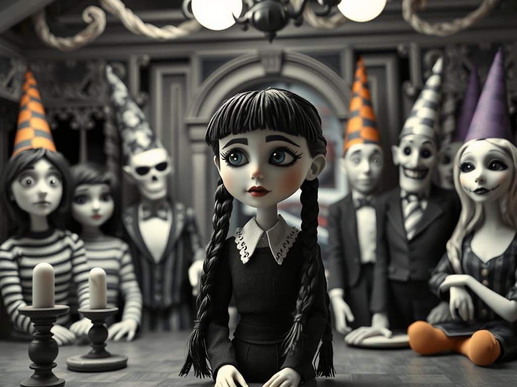Wednesday Addams in Tim Burton Style on New Year's Eve