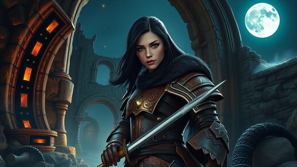 Ethereal Moonlit Warrior Transforms in Mystic Ruins