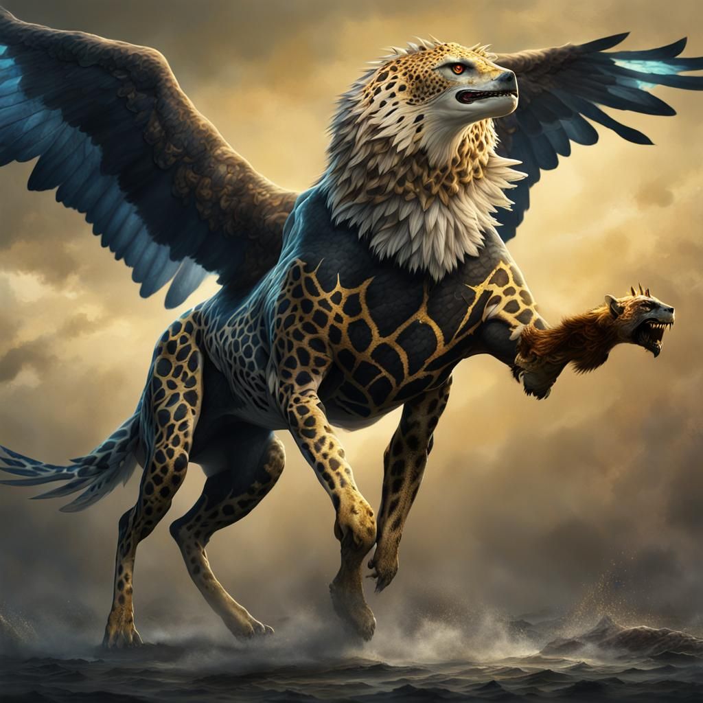 Shark-Giraffe-Eagle-Cheetah Hybrid Creature Concept Art