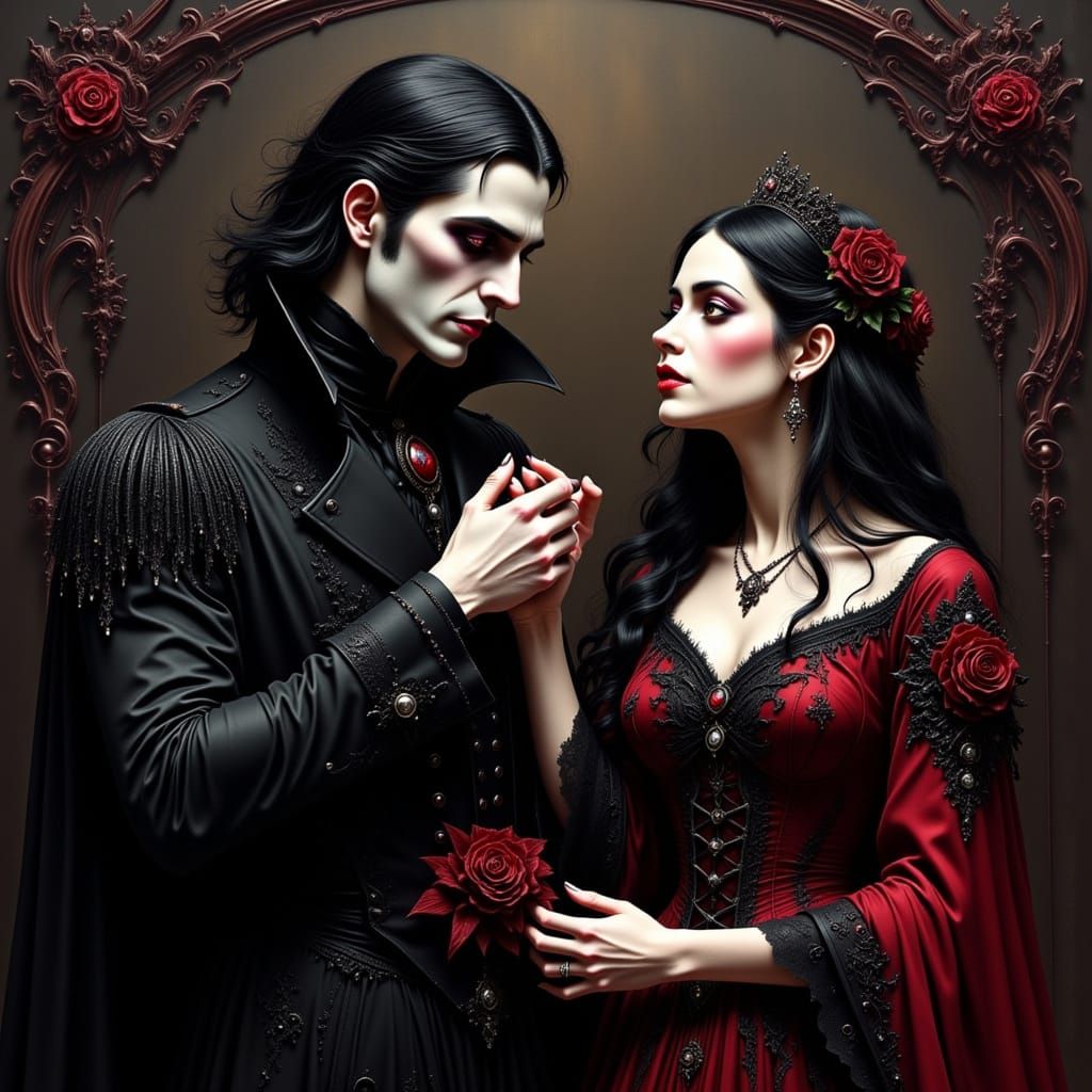 Vampire Couple in Gothic Setting