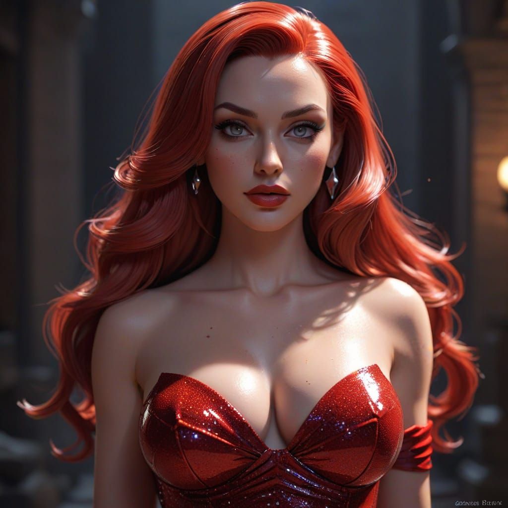 Jessica Rabbit in Detailed 3D Anime Style