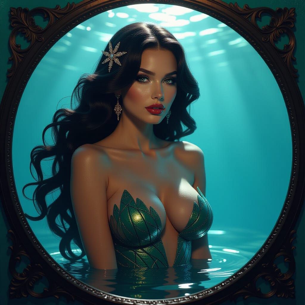 Mysterious Mermaid Silhouette in Dark Fantasy Style