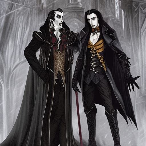 Dark Vampire Strahd and Dracula in Castlevania Style
