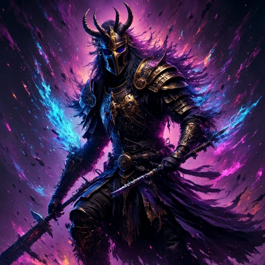 Glitched Violet Abstract Art with Linear Distortion