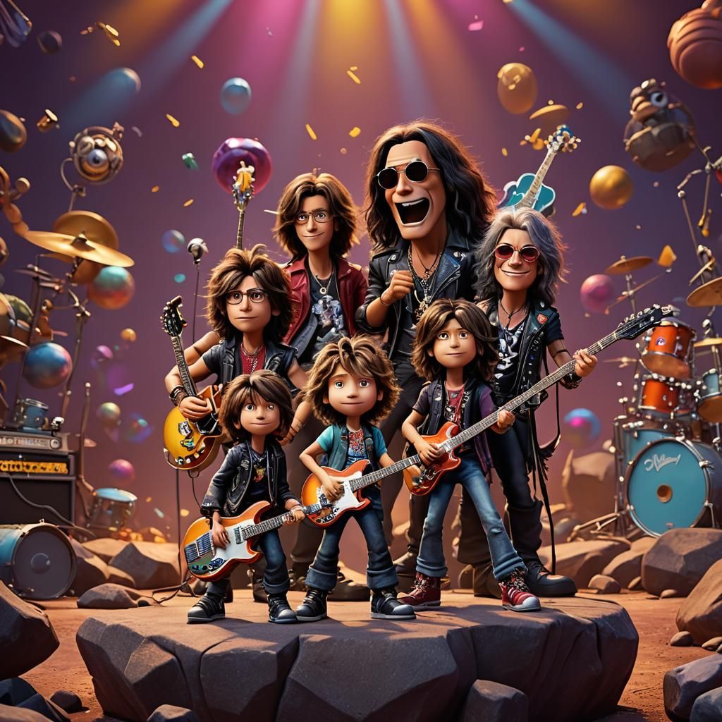Aerosmith Children: Pixar-Style 3D Digital Art