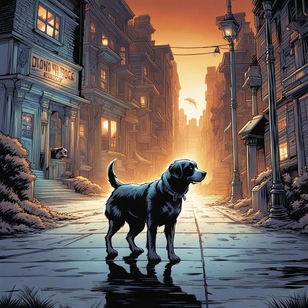 Dog in Comic Book Art Style