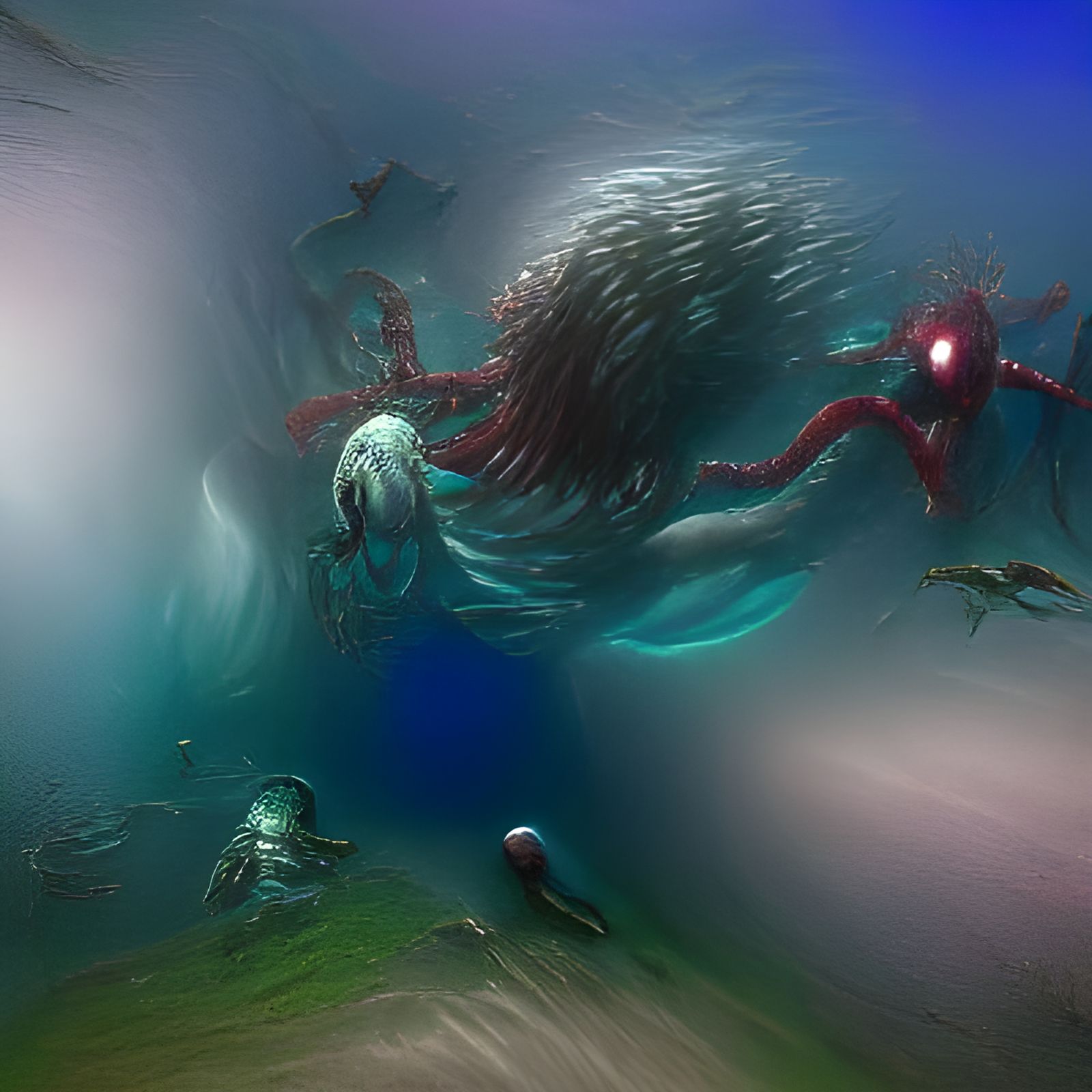 Subnautica Horror in the Style of Gustave Doré