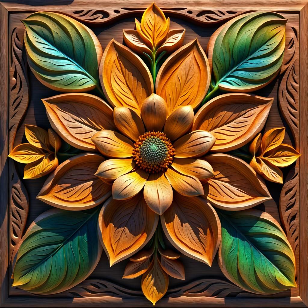 Magical Wooden Flowers in Enchanted Garden