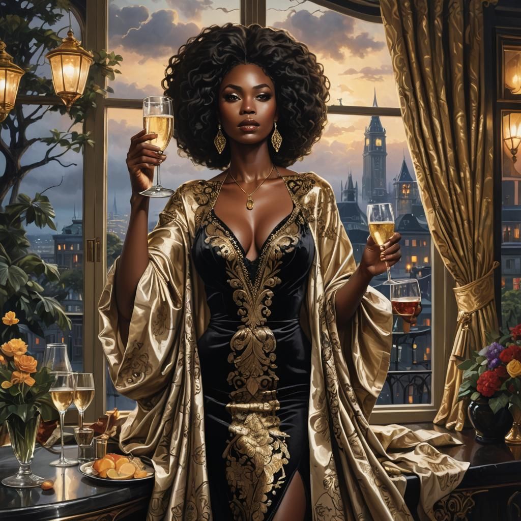 Lioness Queen in Stormy Night, Fantasy Art