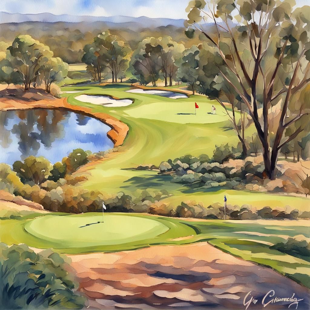 Hunter Valley Golf Trip in Gouache Style