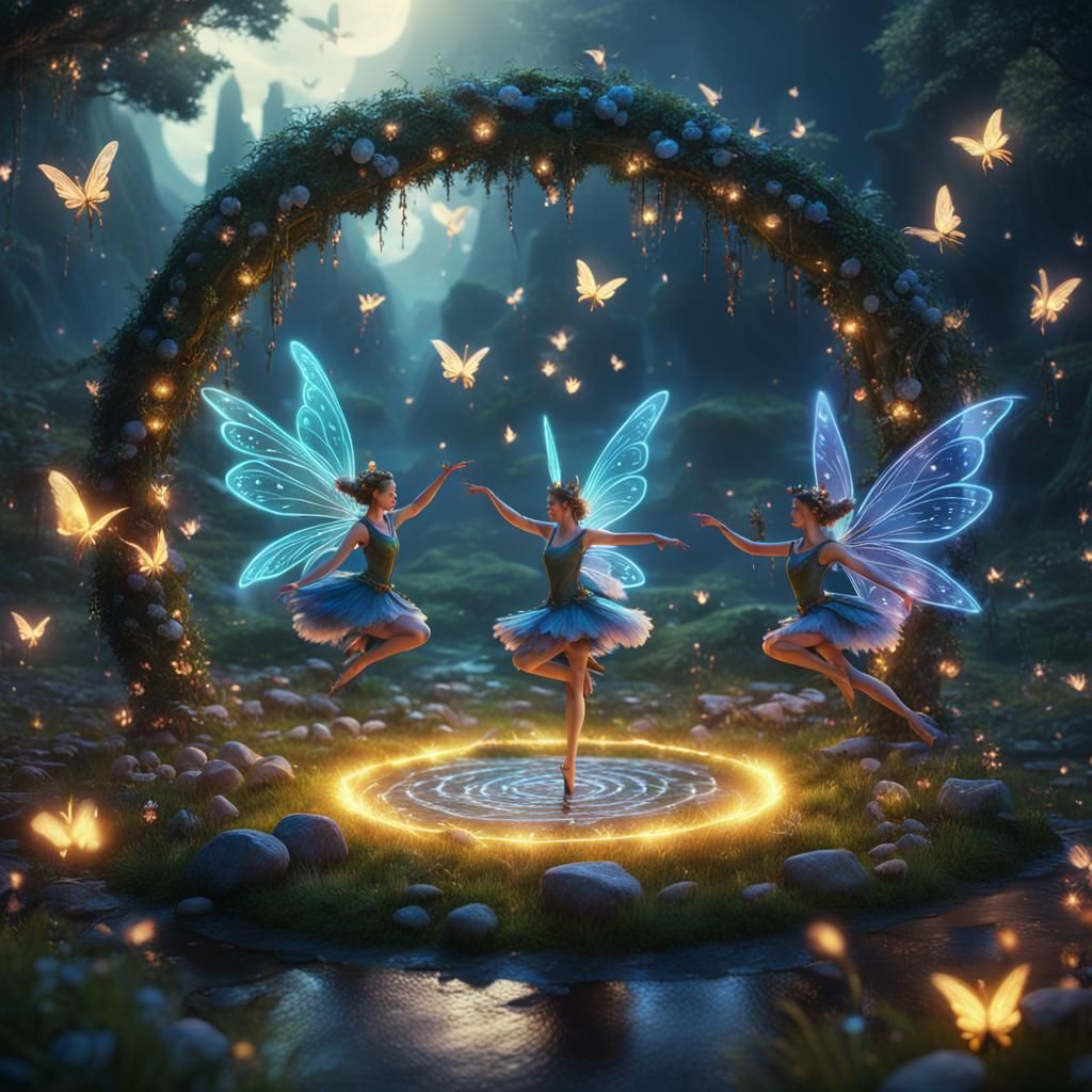 Fairies Dancing in a Magical Fairy Circle