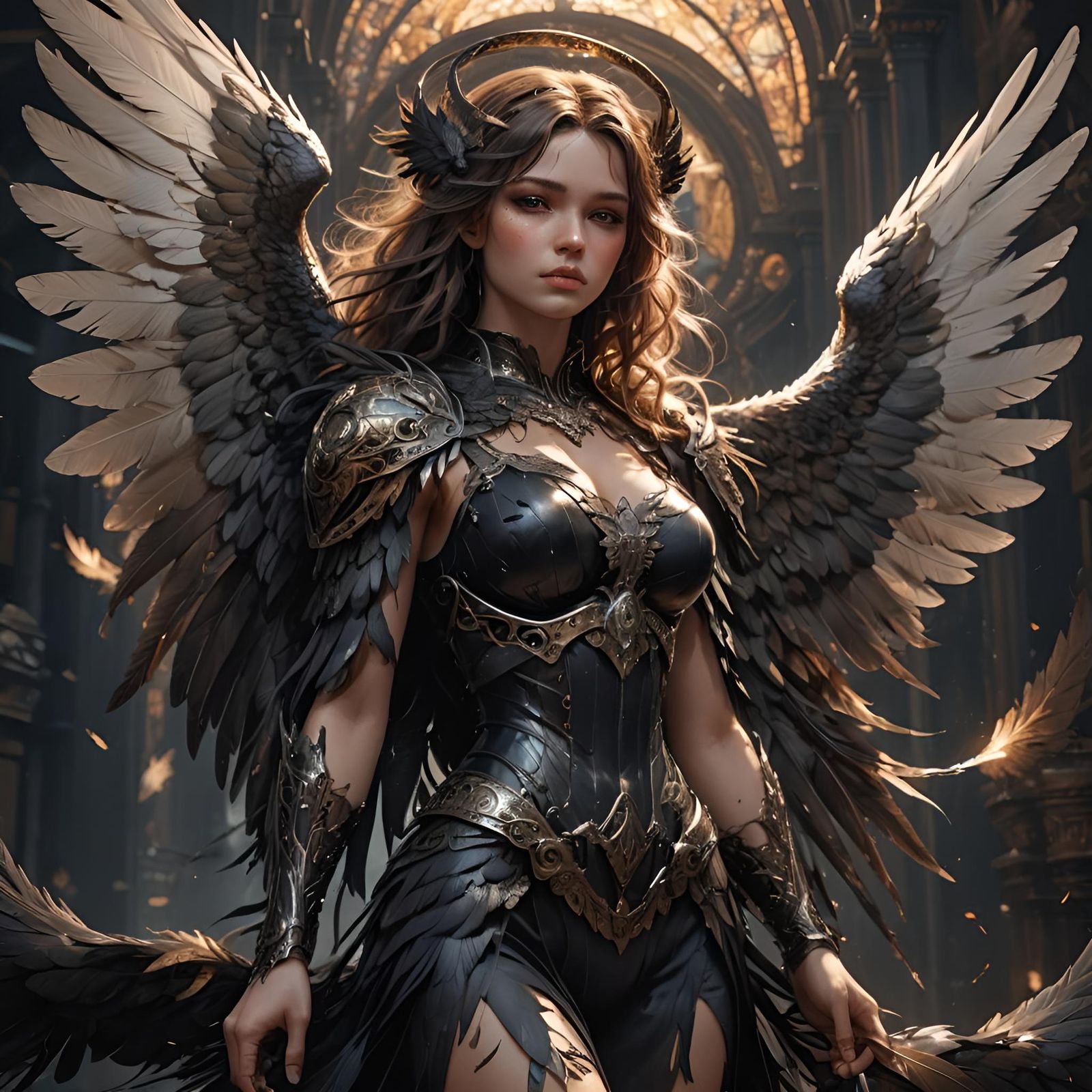 Cute Dark Angel in Hyperdetailed Dark Fantasy Art