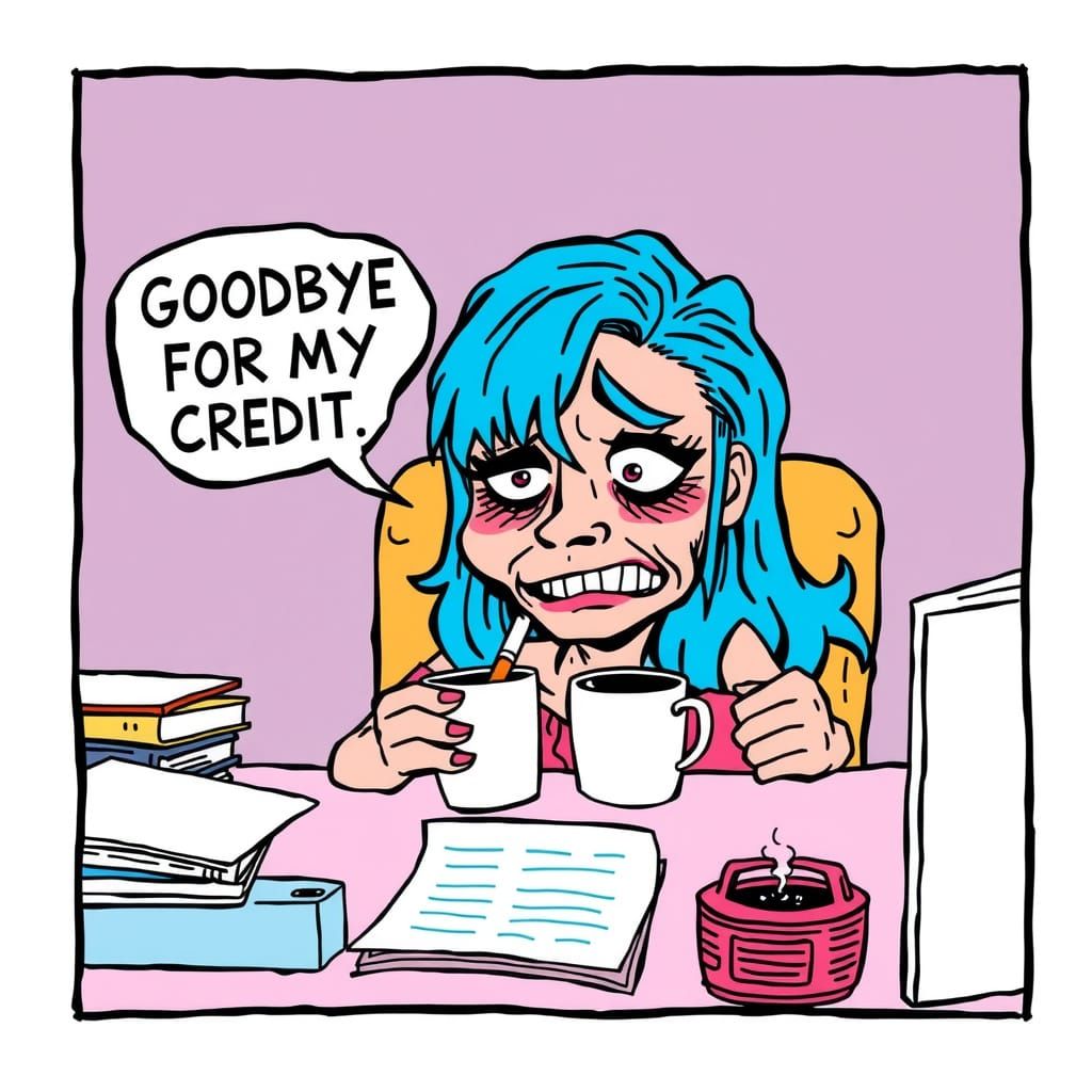 Distressed Cartoon Woman in R. Crumb Style, Cigarettes, and ...