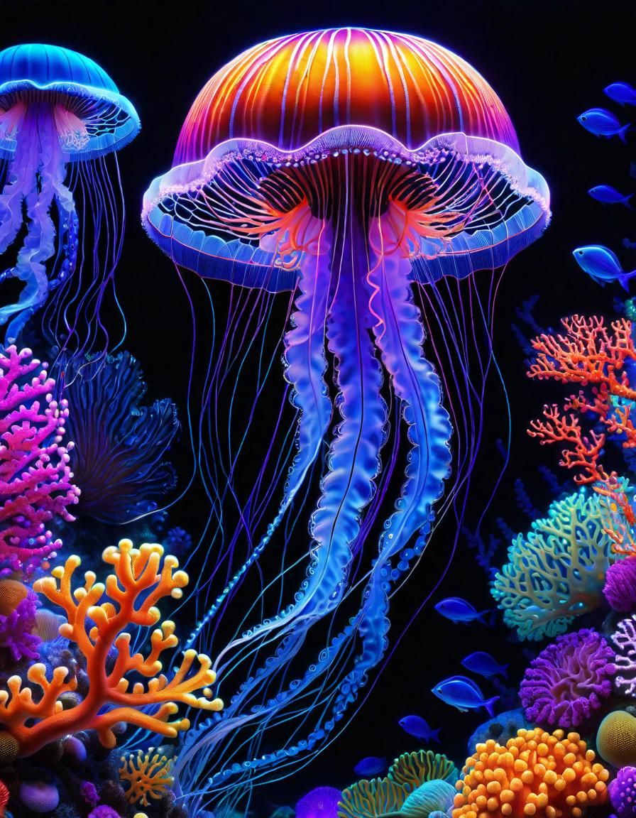 Translucent Jellyfish in Patchwork Embroidery Style