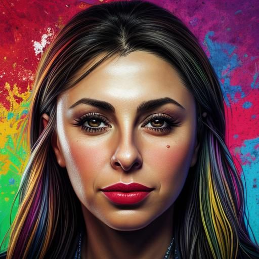 Hyperrealistic Sabrina Salerno Splash Art Portrait