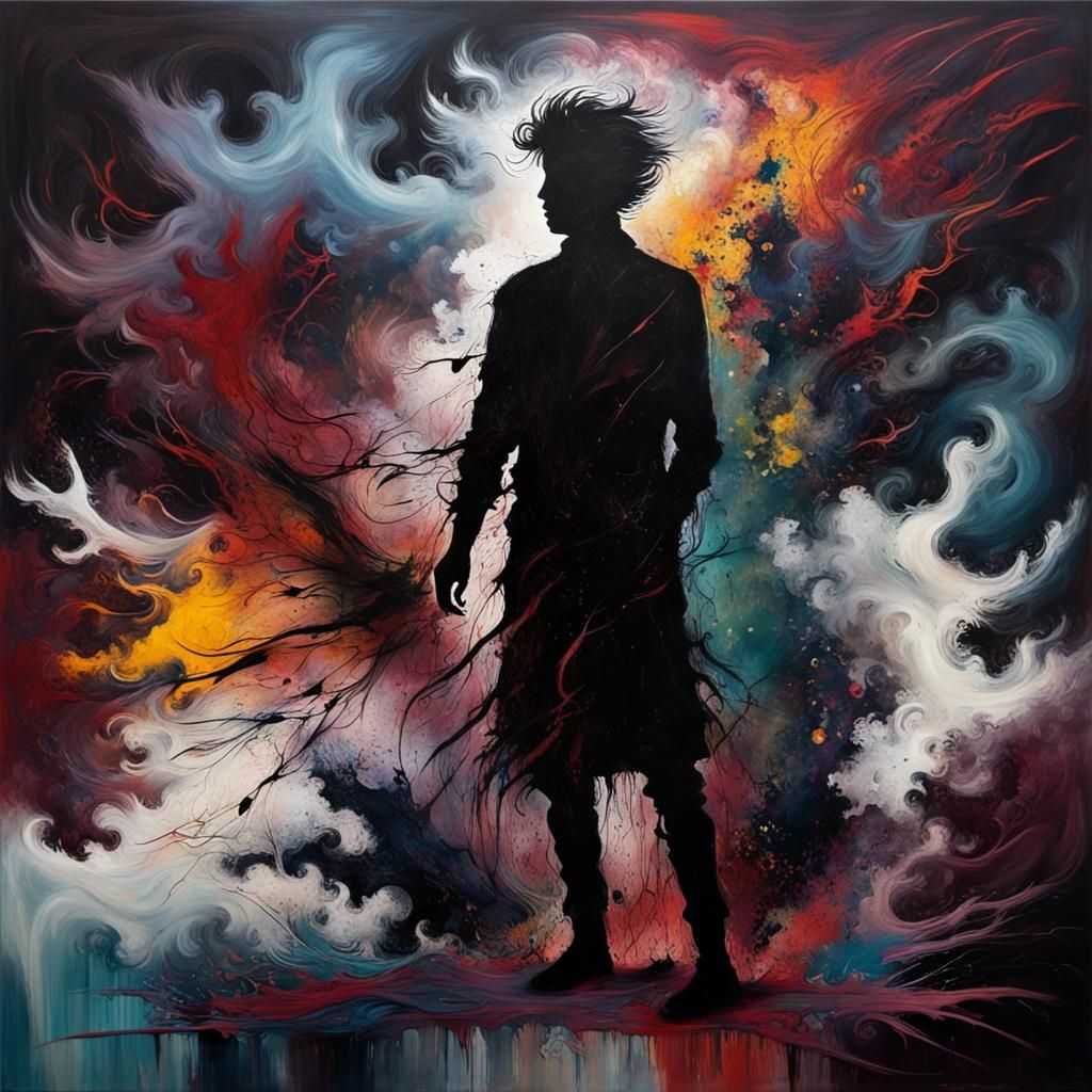 Abstract Painting of Emotional Turmoil and Catharsis