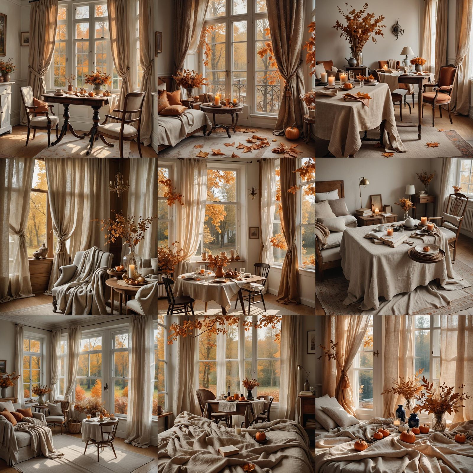 Cozy Autumn Room with Linen Decor
