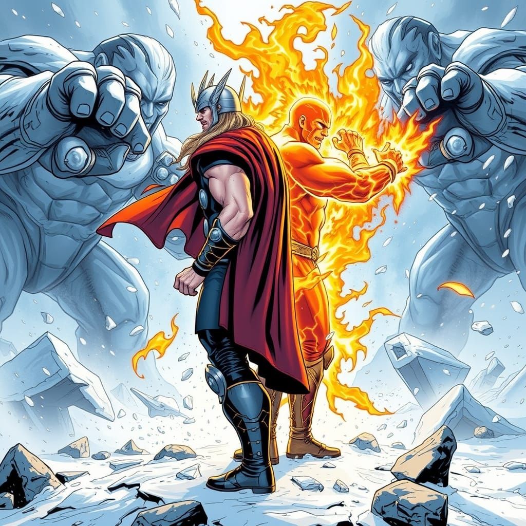 Thor Battles Frost Giants in Hand-to-Hand Combat with Human ...