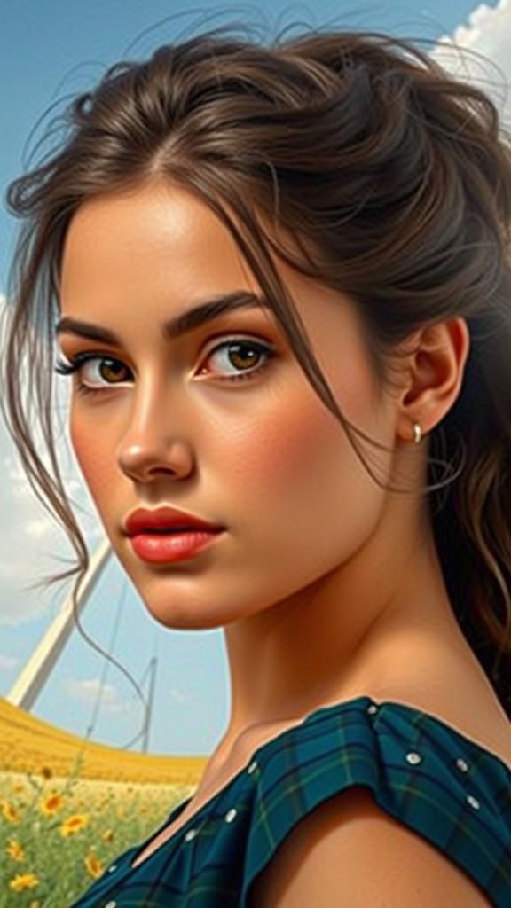 Stylish Woman with Asymmetrical Haircut in Golden Light