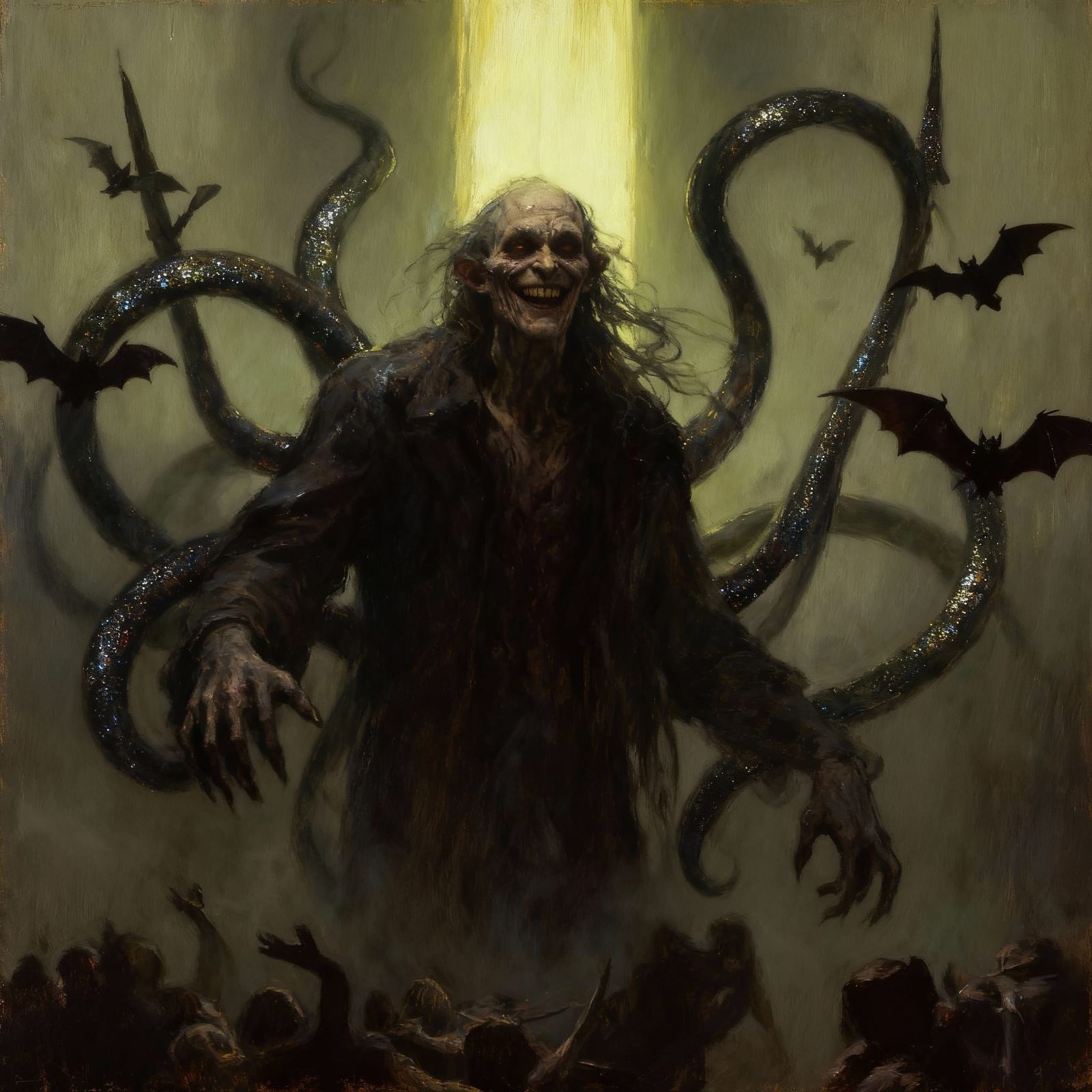 Grotesque Tormented Figure with Disturbing Smile