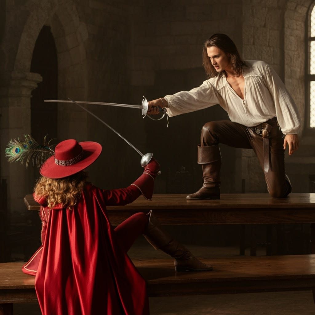 Fierce Sword Duel in Castle Interior
