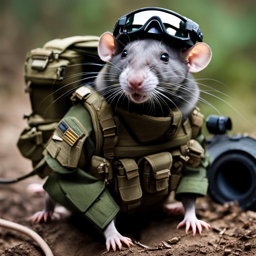 Tactical Rat Scavenger in Military Gear