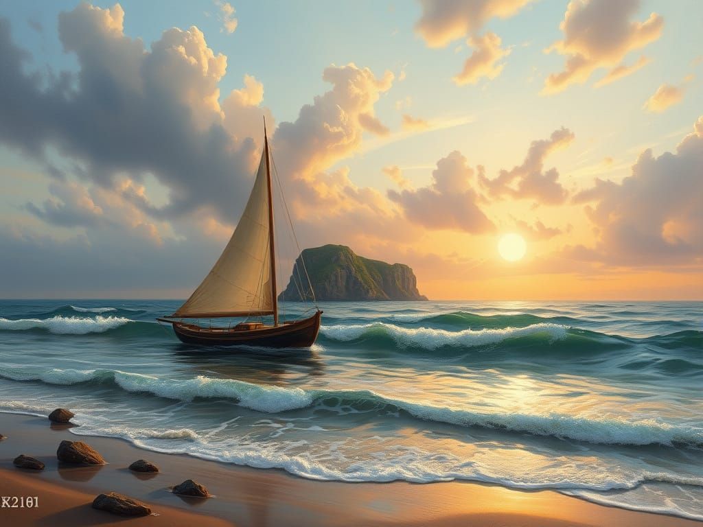 Seashore Sunset: An 18th Century Oil Painting