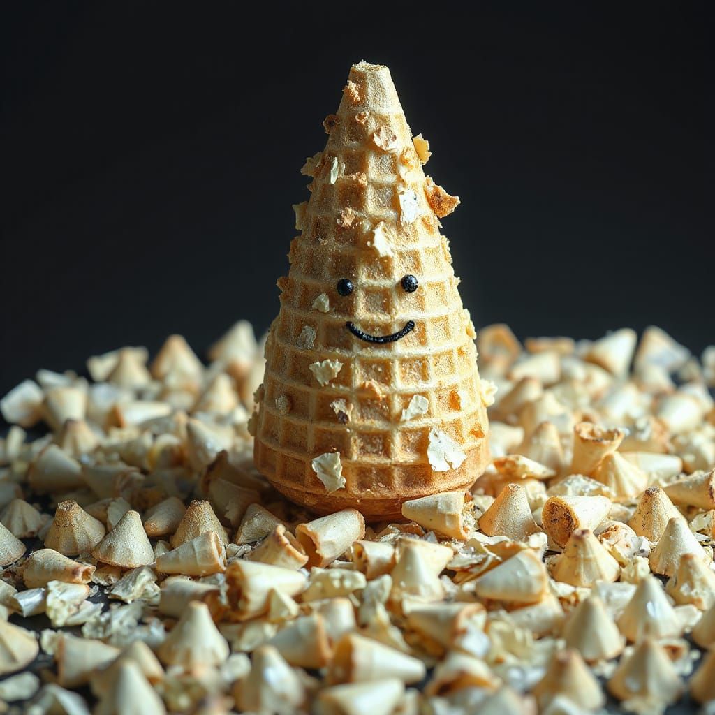 Char-Grilled Glass Cone Diorama with Melting Plastic