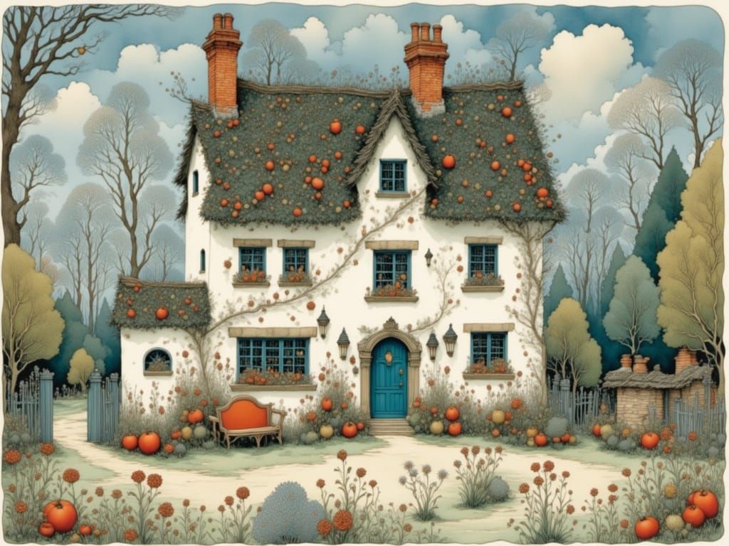 Intimately Detailed Home Scene in Whimsical Watercolor Style